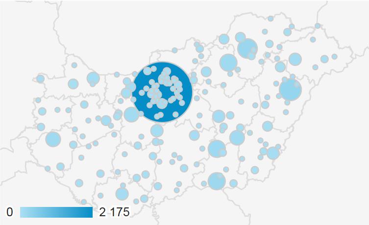 Miskolc 212 4% Szeged 177 3% Csongrád 166 3% Eger 140 3% Zalaegerszeg 131 3% Szarvas