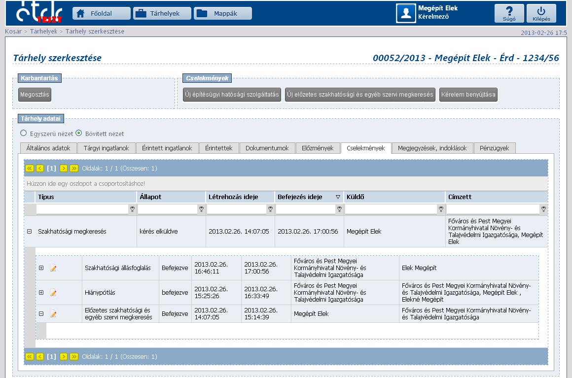 8.2. A kérelem benyújtása Ahogyan azt korábban54 már taglaltuk, az irat és a dokumentumok benyújtásának 4 módozatát biztosítja az. Ebből 2, az online felületéhez köthető mód keverését mutatom be. 8.2.1.