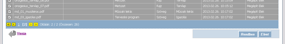 A megjelenő ablakban a tárhelytartalmát látjuk. Ne feledjük, hogy a hatóság csak azt a dokumentumot látja a kérelem mellékleteként (a dokumentációnak), amit itt csatolunk a megkereséshez!