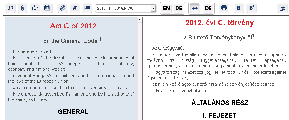 Idegennyelvű verzió megnyitása A funkció csak azon felhasználóknál aktív, akik rendelkeznek Idegen nyelvű adatbázis előfizetéssel.