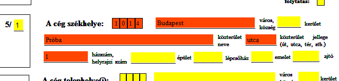 A nyomtatvány megnyitását követően a szükséges mezőre kell kattintani, majd a szöveg beírását követően akár a TAB vagy ENTER billentyű megnyomásával, illetve a következő mezőre kattintva lehet