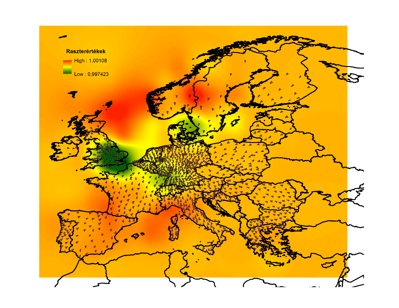 A gravitációs tér torzulásának irányai a földrajzi