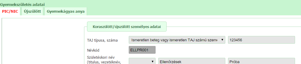 9.3. Koraszülött/újszülött PIC/NIC adatlapjának rögzítése Koraszülött/újszülött PIC/NIC adatlapjának rögzítését a szerkesztés (ceruza) ikonra kattintva kezdheti meg.