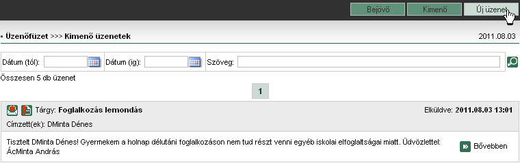 A Tárgy és Üzenet mezők kitöltése kötelező. Az üzenethez 1 db csatolt állomány is kapcsolható. A tallózással a helyi gépünkön jelöljük ki a csatolandó állományt.