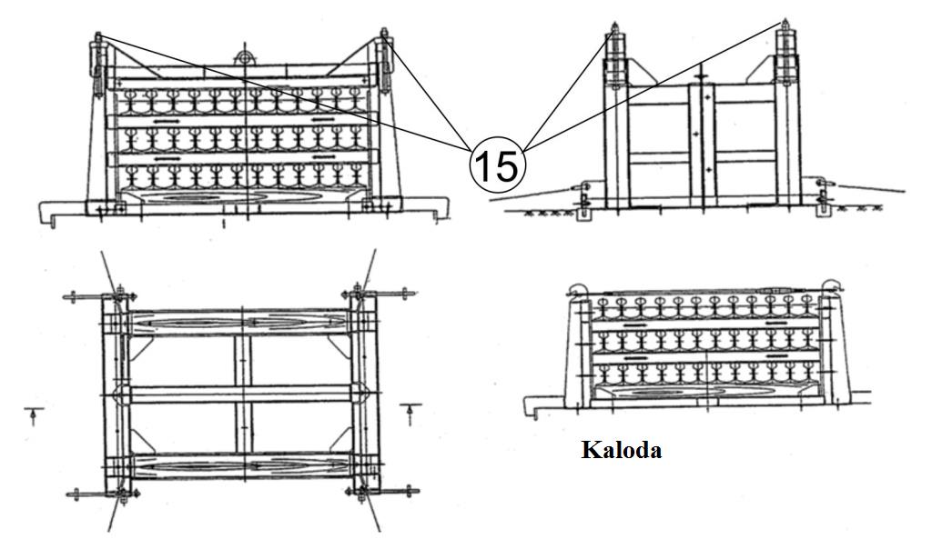 80 1.8.3. 12 13 14 A kalodán és a kereteken kívüli közbetéteket: - I tartóból kell készíteni becsavarozott keményfa betétekkel ( ), a végükön acél ütközőket kell kialakítani, 1.