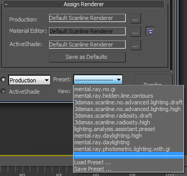 A Mental ray renderelő aktiválása: A 3dsmax alapbeállításon a default scanline renderrel rendereli le a képeket.