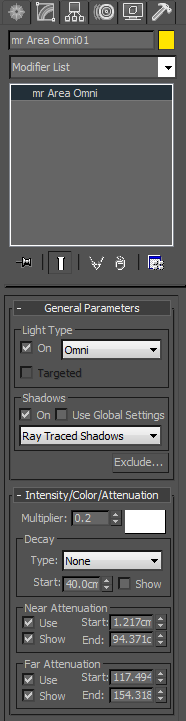 A GI beállítása: A render setup-on az indirect illumination fül alatt görgess leljebb, majd kapcsold be a GI-t A near és far attenuation pipák hatására az omni úgy fog viselkedni mint a valóságban a