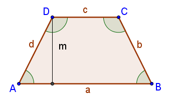 Jelölések: Három csúcs: A; B; C, D A csúcsokkal szomszédos oldalak rendre: a, b, c, d A csúcsoknál lévő megfelelő belső szögeik rendre: α; β; γ, δ Négyszögek Definíció: A négyszögben a nem szomszédos