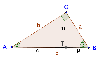 További tételek a derékszögű háromszöggel kapcsolatban. Thalész tételének megfordítása: A derékszögű háromszög köré írt körének középpontja az átfogó felezőpontja.