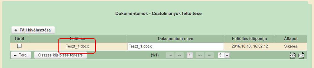 Fontos! A feltöltendő fájl mérete maximum 25 MB lehet. Ennél nagyobb fájlt nem tud feltölteni. Ezt az alábbi hibaüzenet jelzi: Ezt követően adja meg a dokumentum egyértelmű rövid megnevezését.