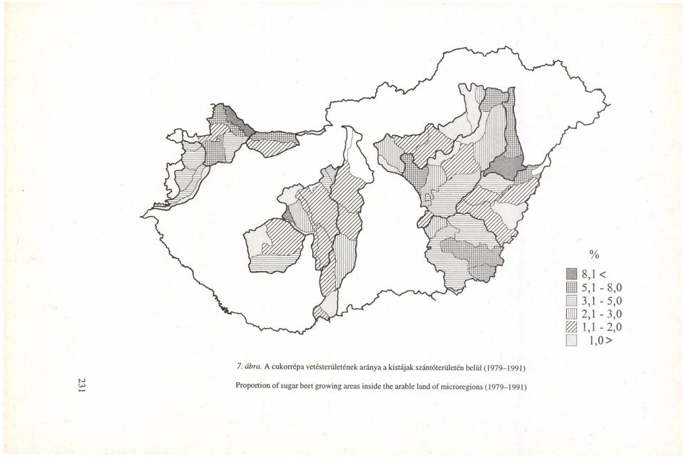 kistájak szántóterületén belül (1979-1991)