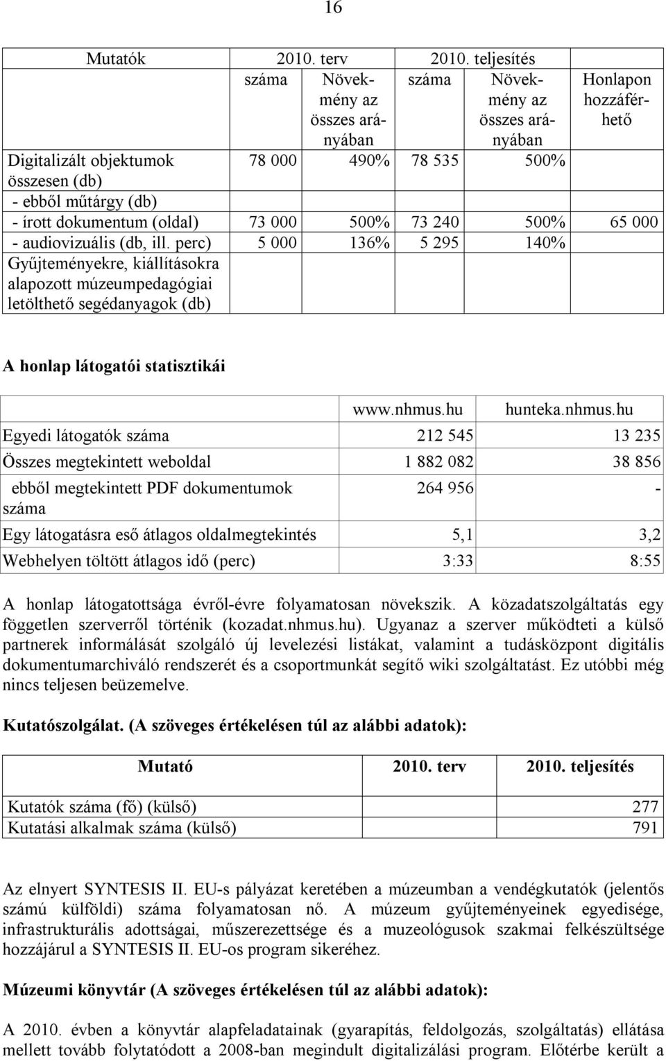 dokumentum (oldal) 73 000 500% 73 240 500% 65 000 - audiovizuális (db, ill.