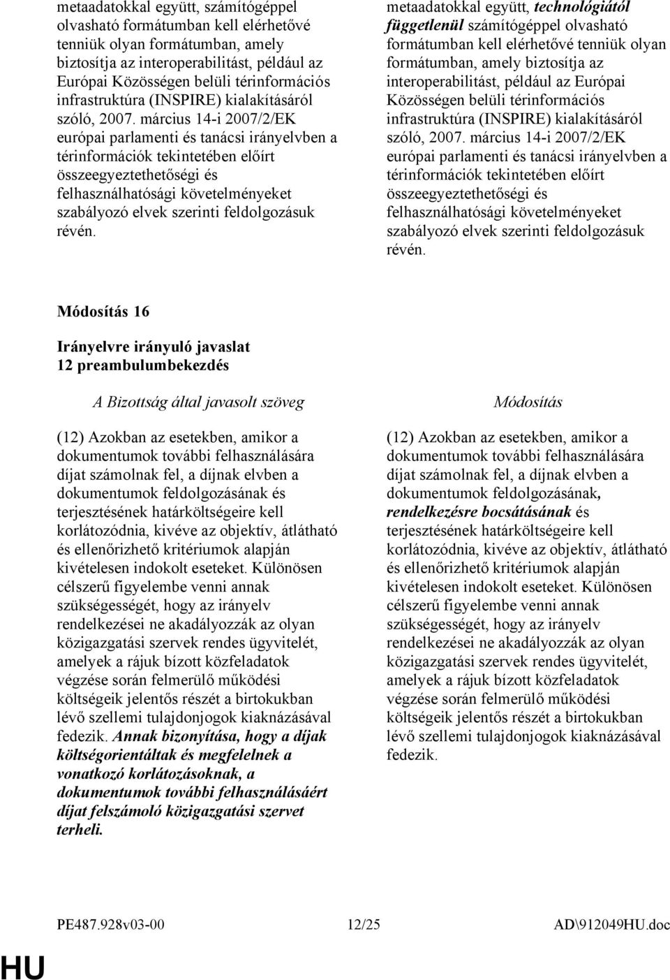 március 14-i 2007/2/EK európai parlamenti és tanácsi irányelvben a térinformációk tekintetében előírt összeegyeztethetőségi és felhasználhatósági követelményeket szabályozó elvek szerinti