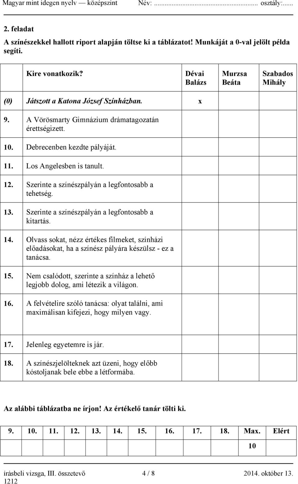 Los Angelesben is tanult. 12. Szerinte a színészpályán a legfontosabb a tehetség. 13. Szerinte a színészpályán a legfontosabb a kitartás. 14.