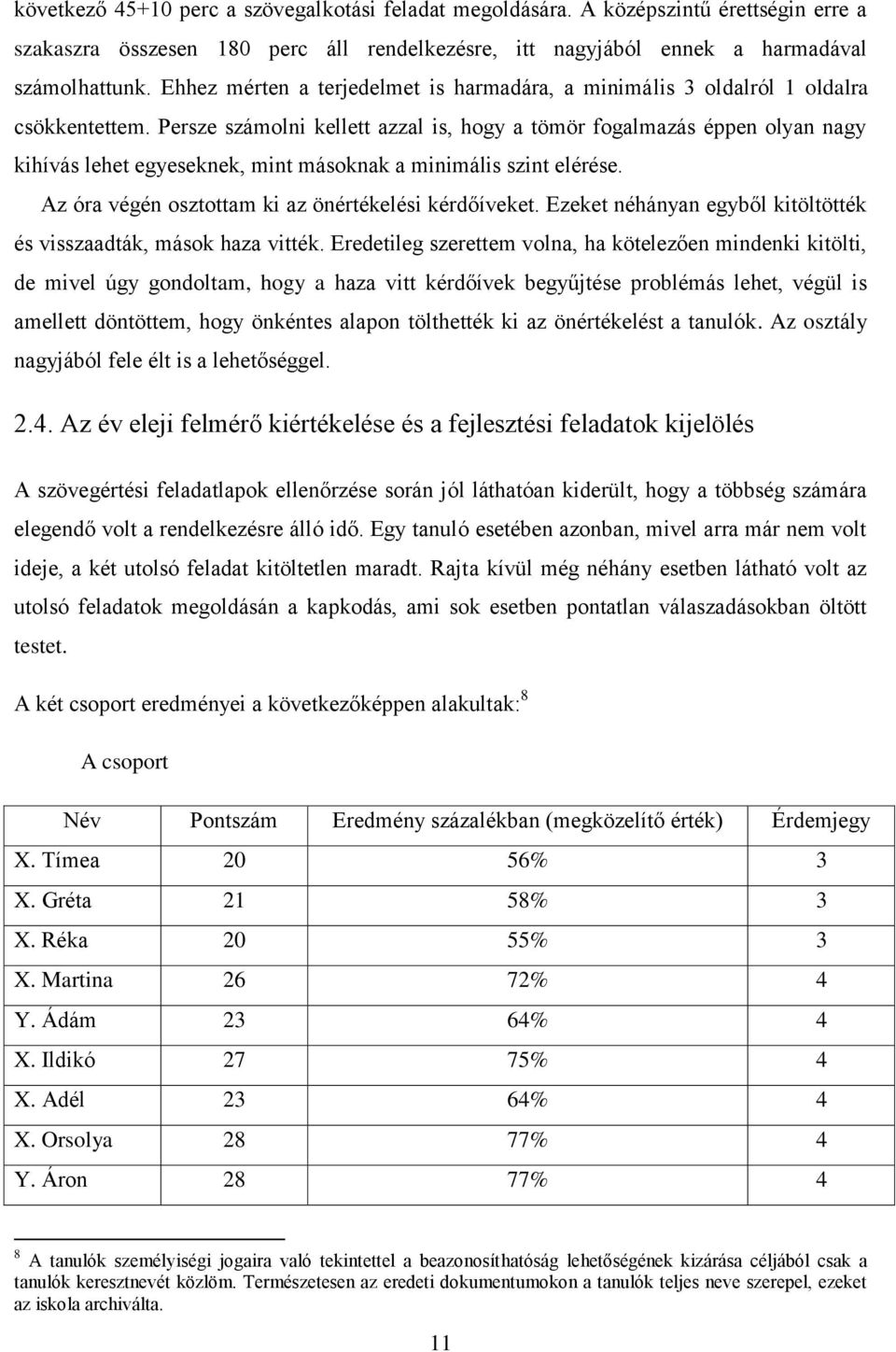 Persze számolni kellett azzal is, hogy a tömör fogalmazás éppen olyan nagy kihívás lehet egyeseknek, mint másoknak a minimális szint elérése. Az óra végén osztottam ki az önértékelési kérdőíveket.