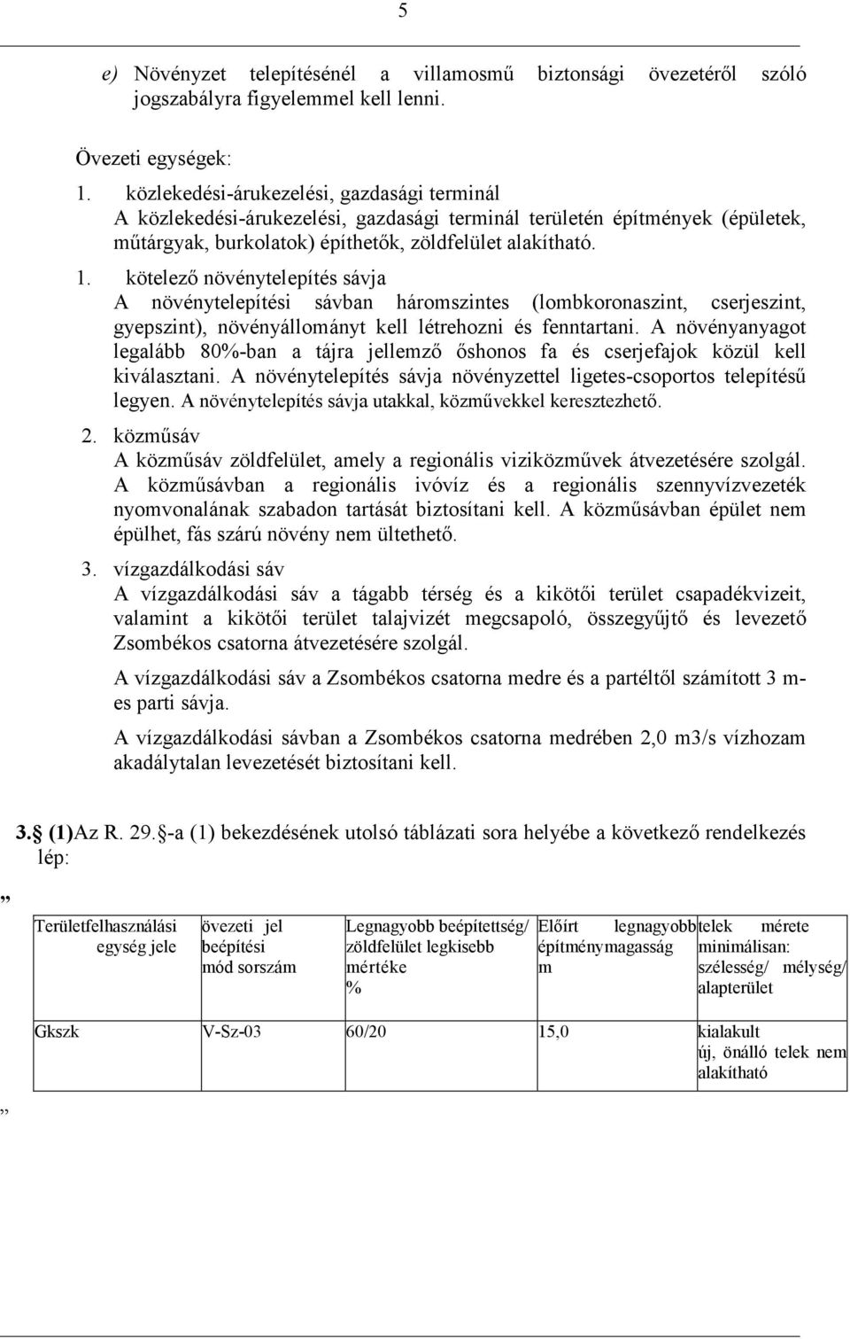 kötelezı növénytelepítés sávja A növénytelepítési sávban háromszintes (lombkoronaszint, cserjeszint, gyepszint), növényállományt kell létrehozni és fenntartani.