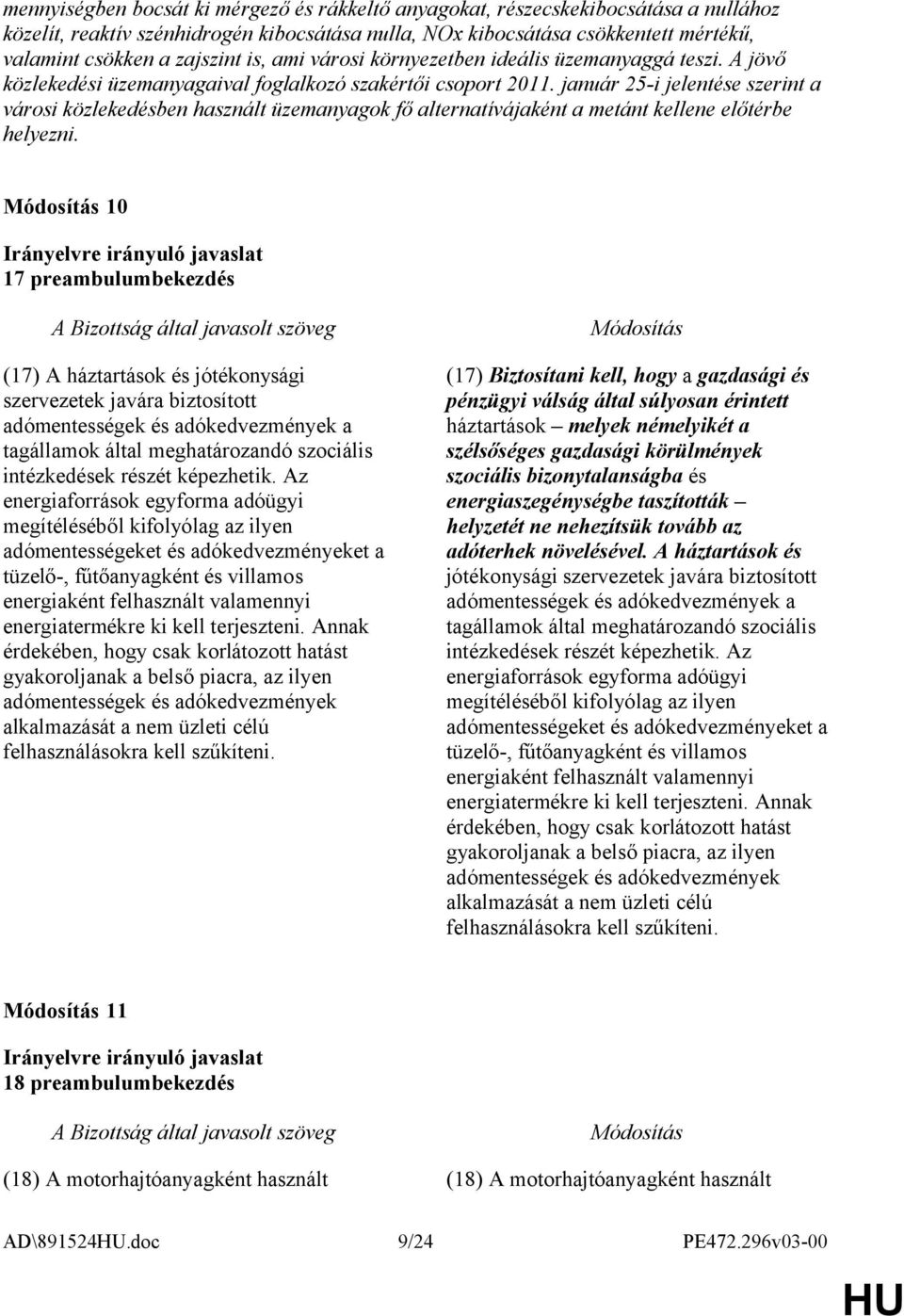 január 25-i jelentése szerint a városi közlekedésben használt üzemanyagok fő alternatívájaként a metánt kellene előtérbe helyezni.