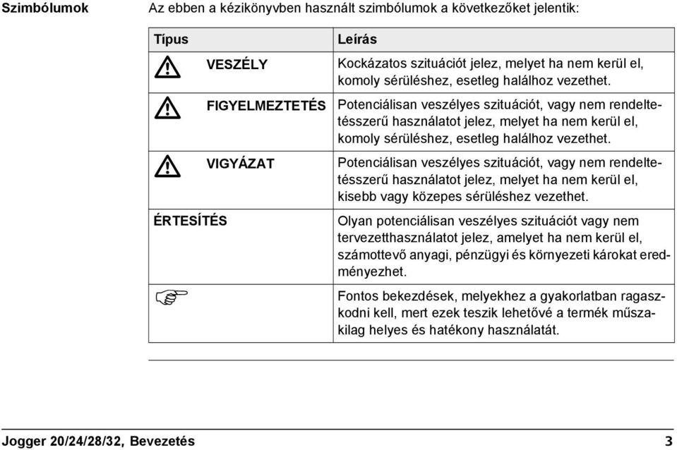 VIGYÁZAT Potenciálisan veszélyes szituációt, vagy nem rendeltetésszerű használatot jelez, melyet ha nem kerül el, kisebb vagy közepes sérüléshez vezethet.