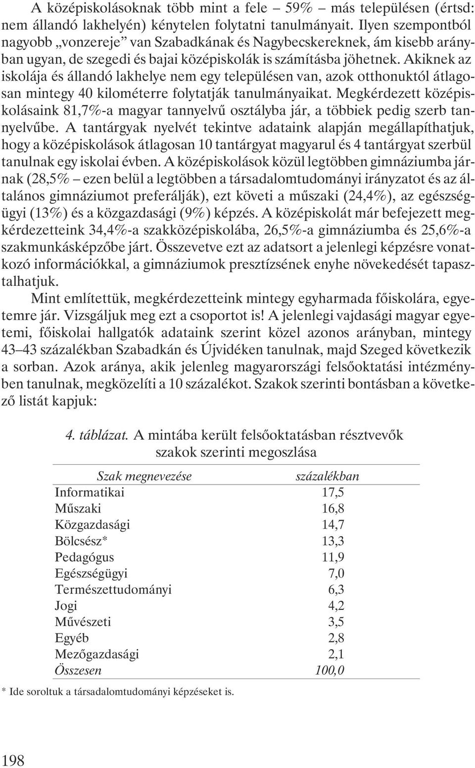 Akiknek az iskolája és állandó lakhelye nem egy településen van, azok otthonuktól átlagosan mintegy 40 kilométerre folytatják tanulmányaikat.