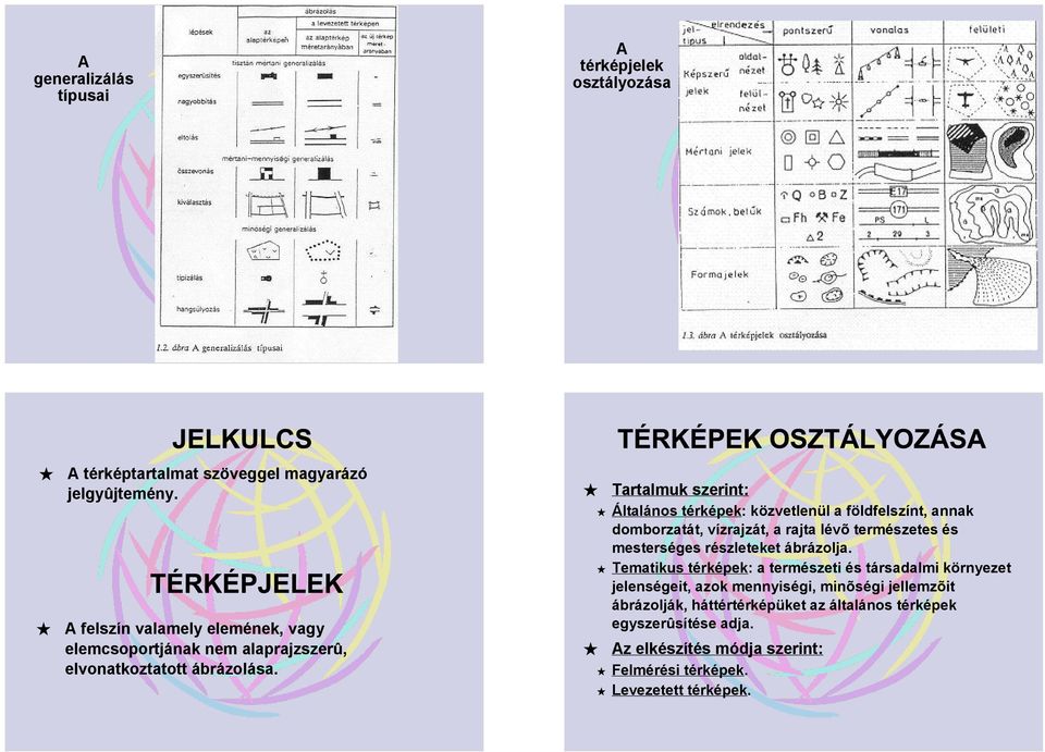 Tartalmuk szerint: Általános térképek: közvetlenül a földfelszínt, annak domborzatát, vízrajzát, a rajta lévõ természetes és mesterséges részleteket