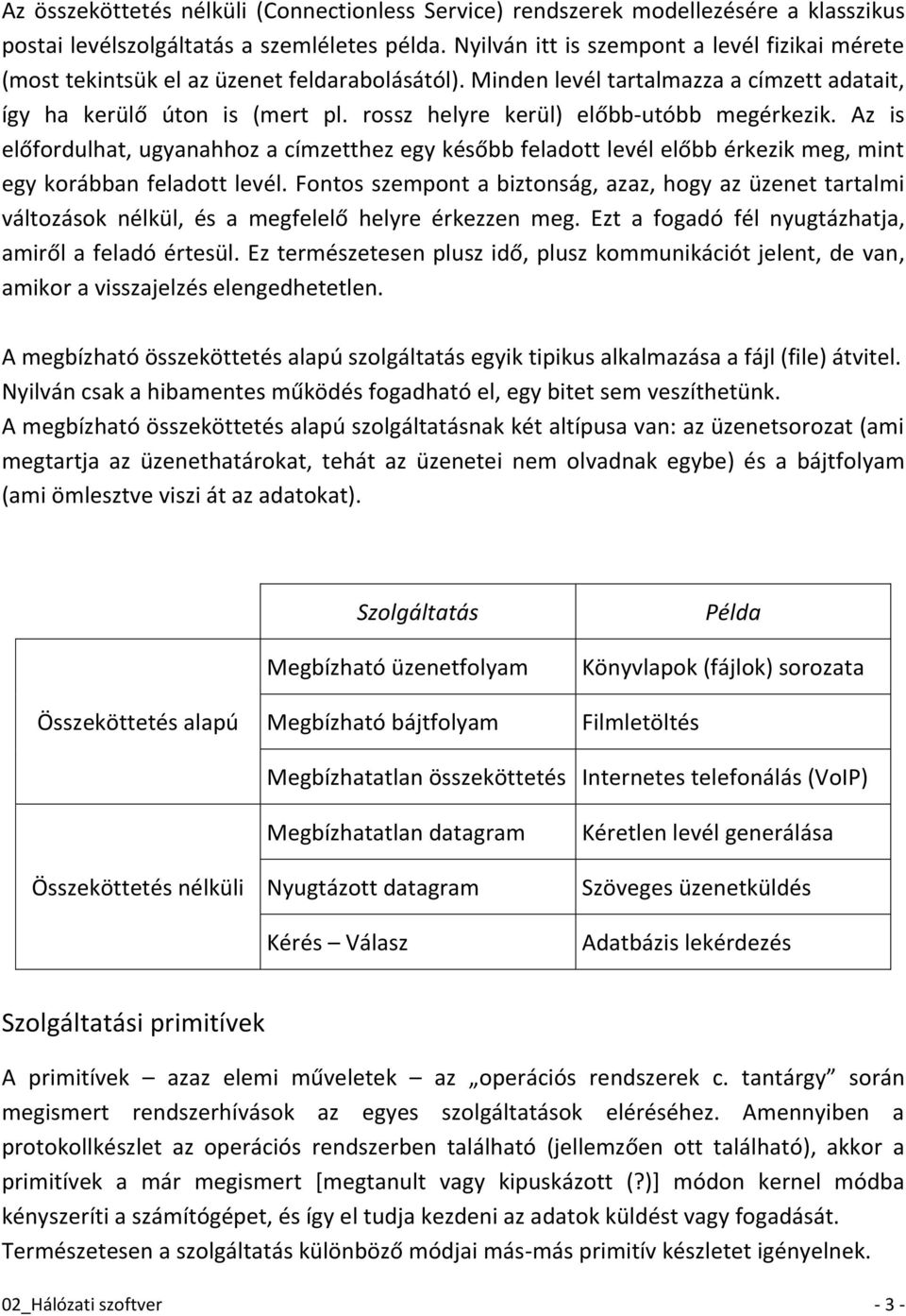 rossz helyre kerül) előbb-utóbb megérkezik. Az is előfordulhat, ugyanahhoz a címzetthez egy később feladott levél előbb érkezik meg, mint egy korábban feladott levél.