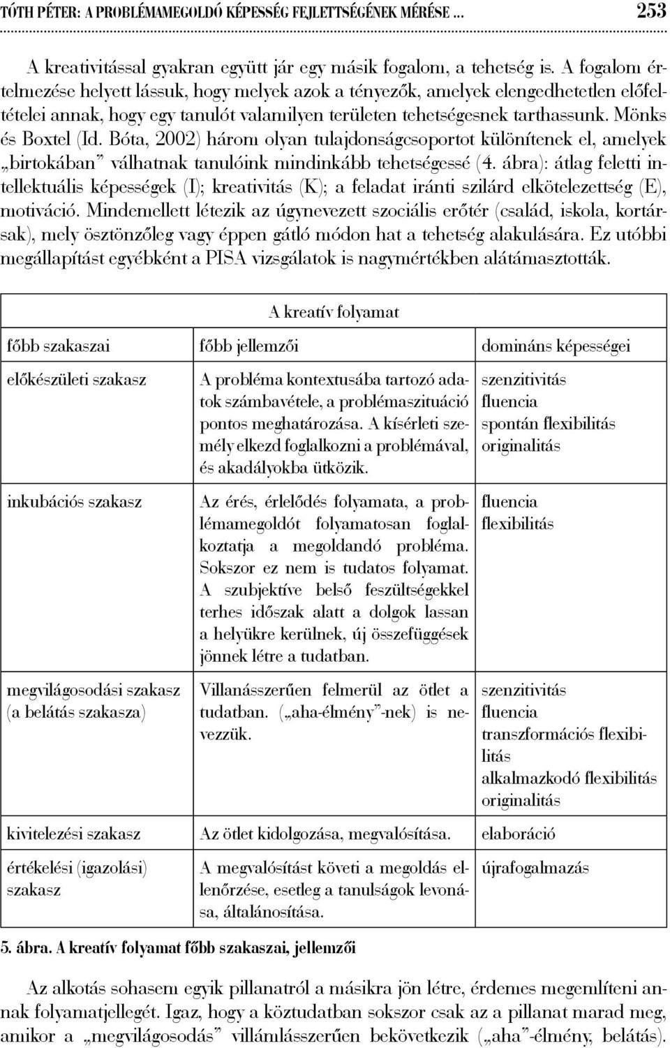 Bóta, 2002) három olyan tulajdonságcsoportot különítenek el, amelyek birtokában válhatnak tanulóink mindinkább tehetségessé (4.