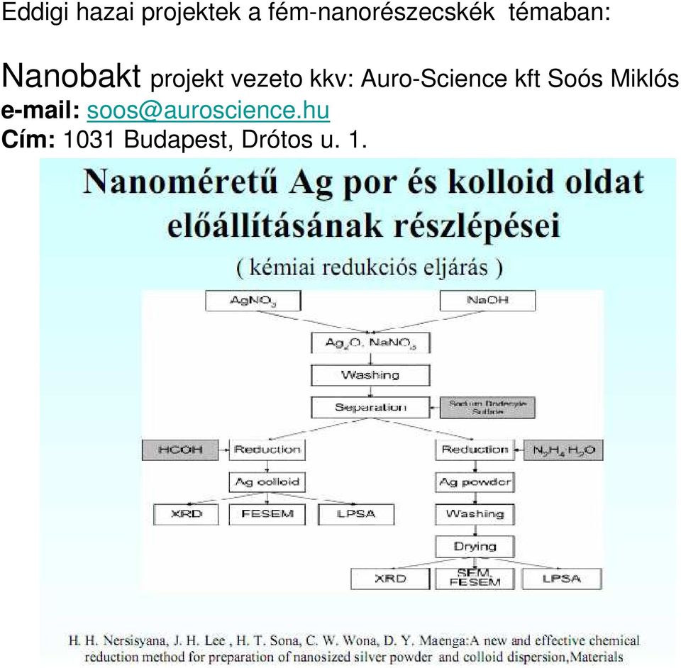 projekt vezeto kkv: Auro-Science kft Soós