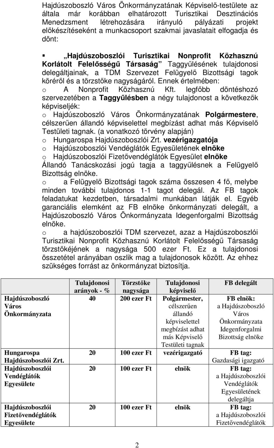 Ennek értelmében: o A Nonprofit Közhasznú Kft.