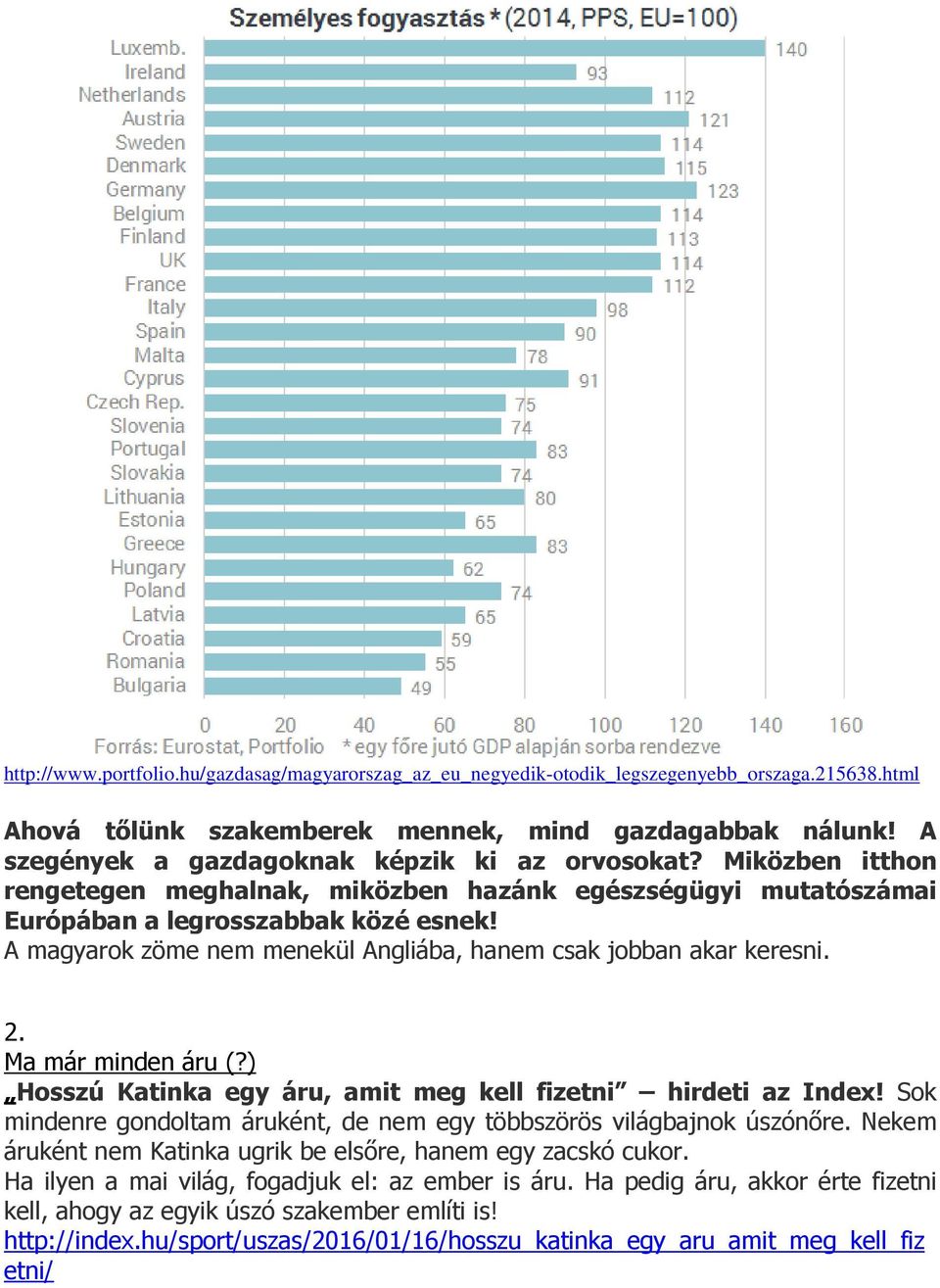 A magyarok zöme nem menekül Angliába, hanem csak jobban akar keresni. 2. Ma már minden áru (?) Hosszú Katinka egy áru, amit meg kell fizetni hirdeti az Index!