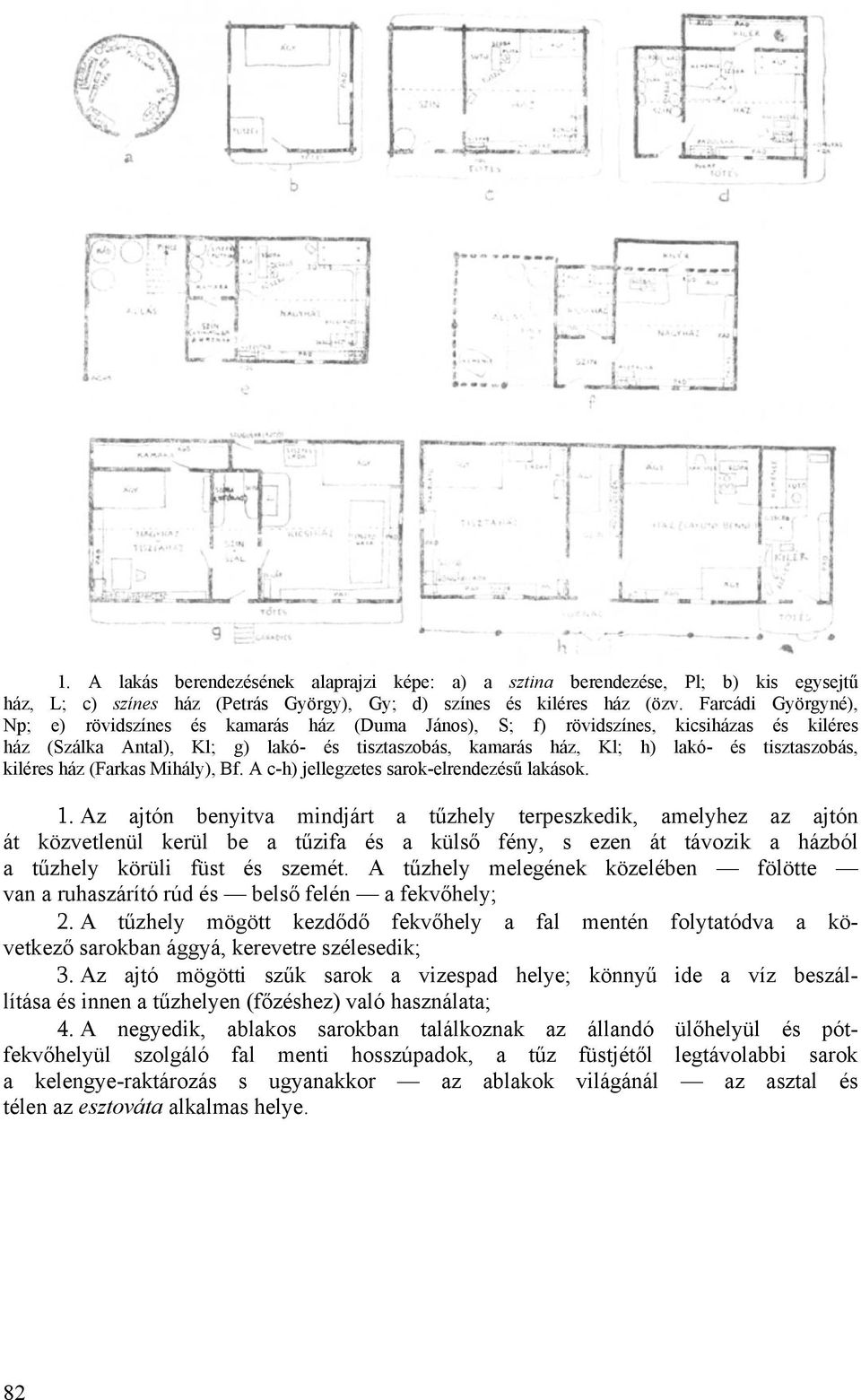 tisztaszobás, kiléres ház (Farkas Mihály), Bf. A c-h) jellegzetes sarok-elrendezésű lakások. 1.