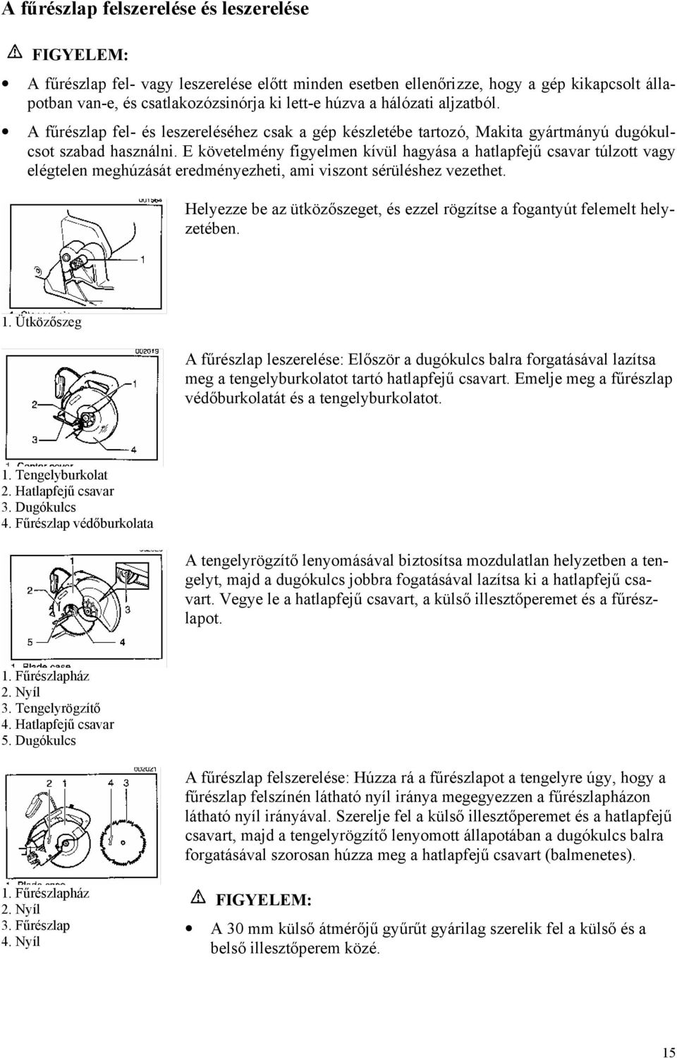 E követelmény figyelmen kívül hagyása a hatlapfejű csavar túlzott vagy elégtelen meghúzását eredményezheti, ami viszont sérüléshez vezethet.