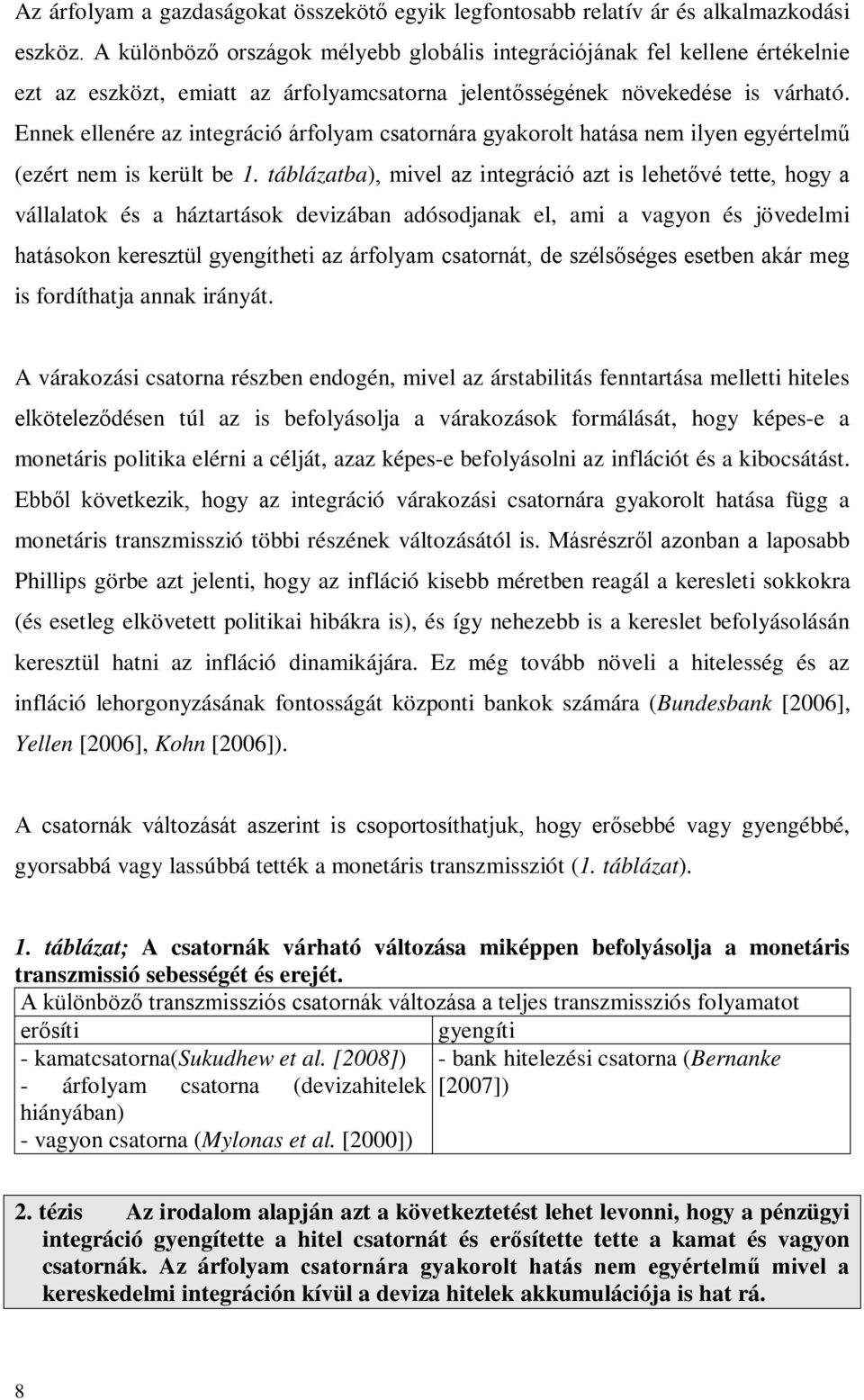 Ennek ellenére az integráció árfolyam csatornára gyakorolt hatása nem ilyen egyértelmű (ezért nem is került be 1.