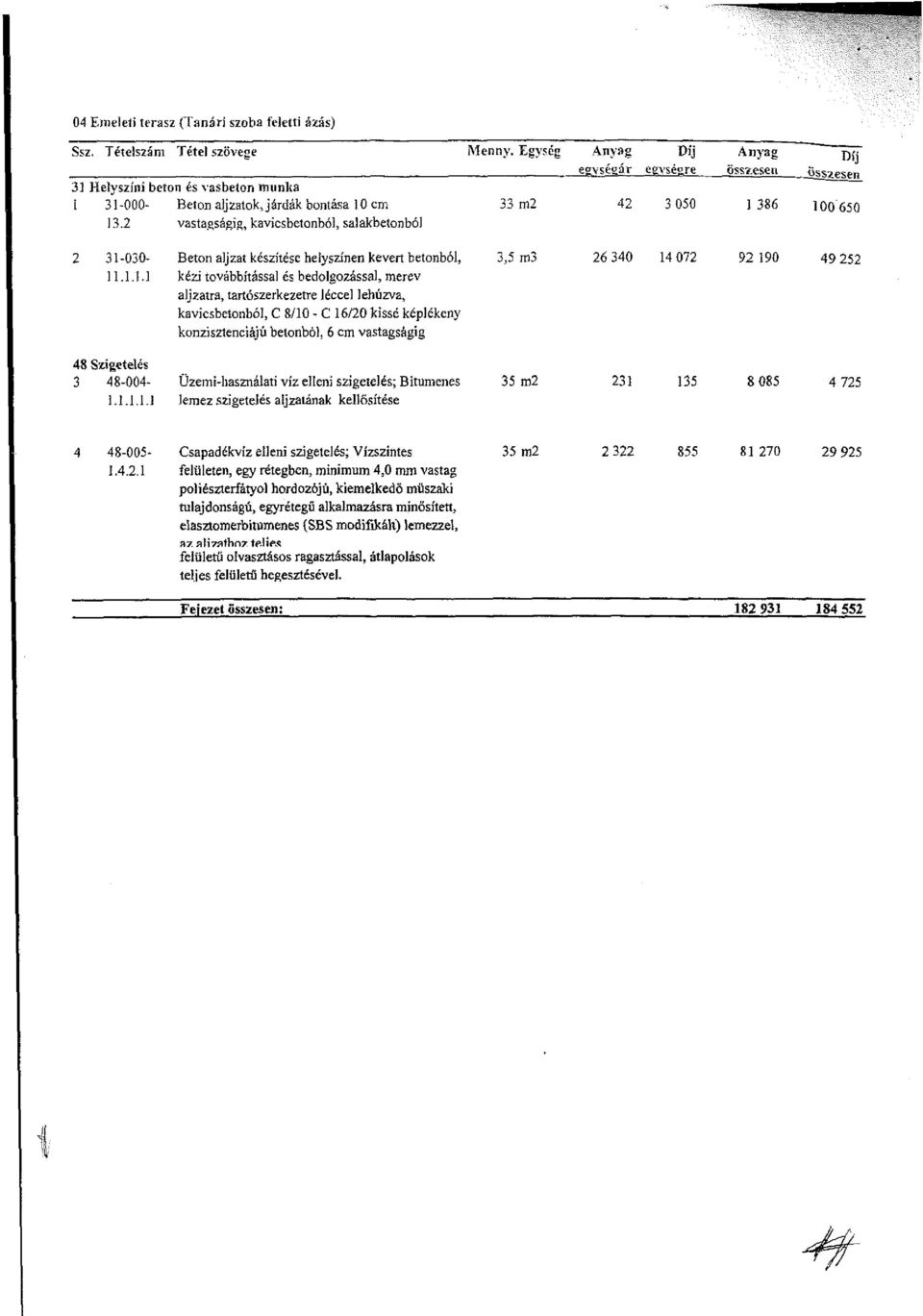 2 vastagságig, kavics betonból, salakbetonból 2 31-