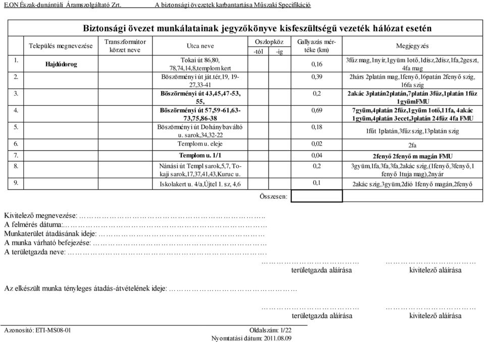 Böszörményi út 57,59-61,63-73,75,86-38 0,69 7gyüm,4platán 2fűz,1gyüm 1otő,11fa, 4akác 1gyüm,4platán 3ecet,3platán 24fűz 4fa FMU 5. Böszörményi út Dohánybaváltó 0,18 u.