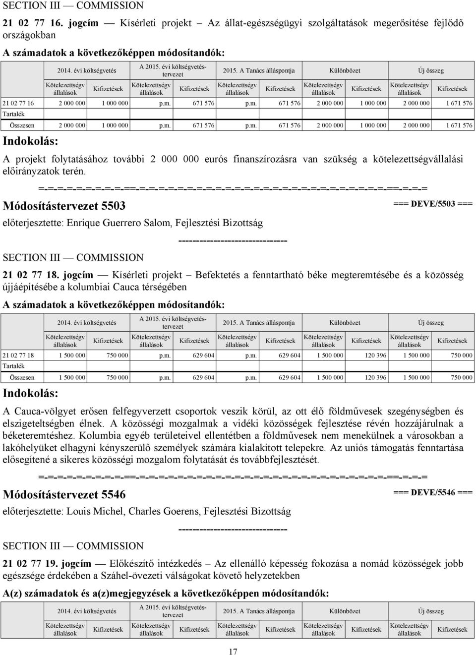 Módosítástervezet 5503 === DEVE/5503 === előterjesztette: Enrique Guerrero Salom, Fejlesztési Bizottság 21 02 77 18.