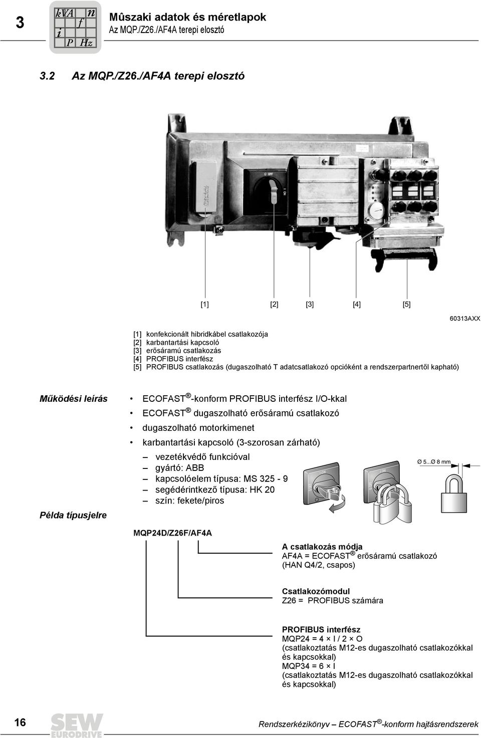 /AFA terepi elosztó [] [] [] [] [5] [] konfekcionált hibridkábel csatlakozója [] karbantartási kapcsoló [] erősáramú csatlakozás [] PROFIBUS interfész [5] PROFIBUS csatlakozás (dugaszolható T