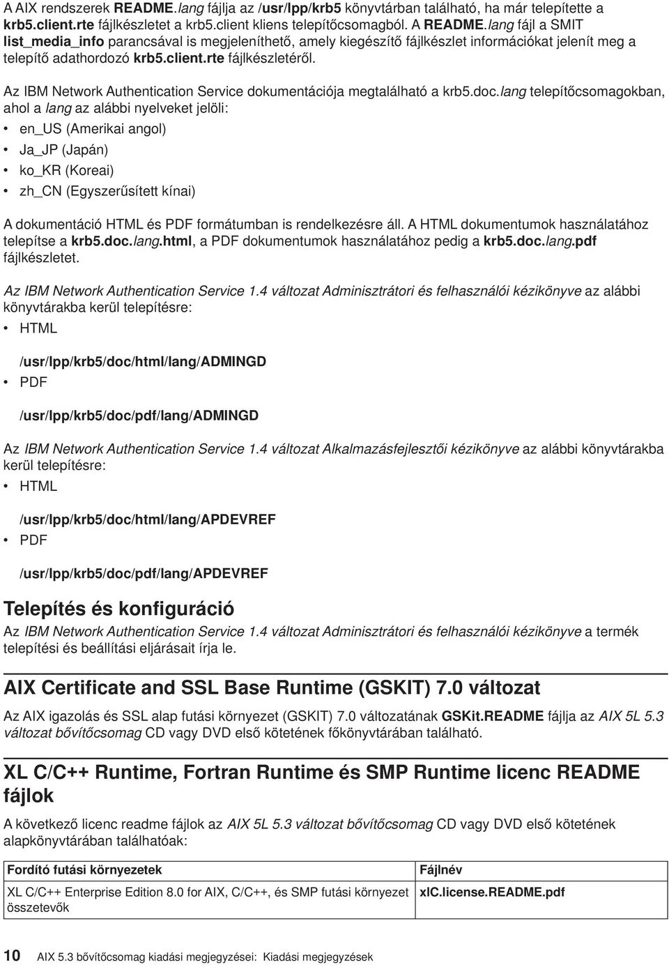 Az IBM Network Authentication Service dokumentációja megtalálható a krb5.doc.