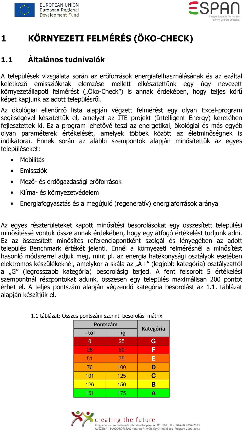 felmérést ( Öko-Check ) is annak érdekében, hogy teljes körő képet kapjunk az adott településrıl.