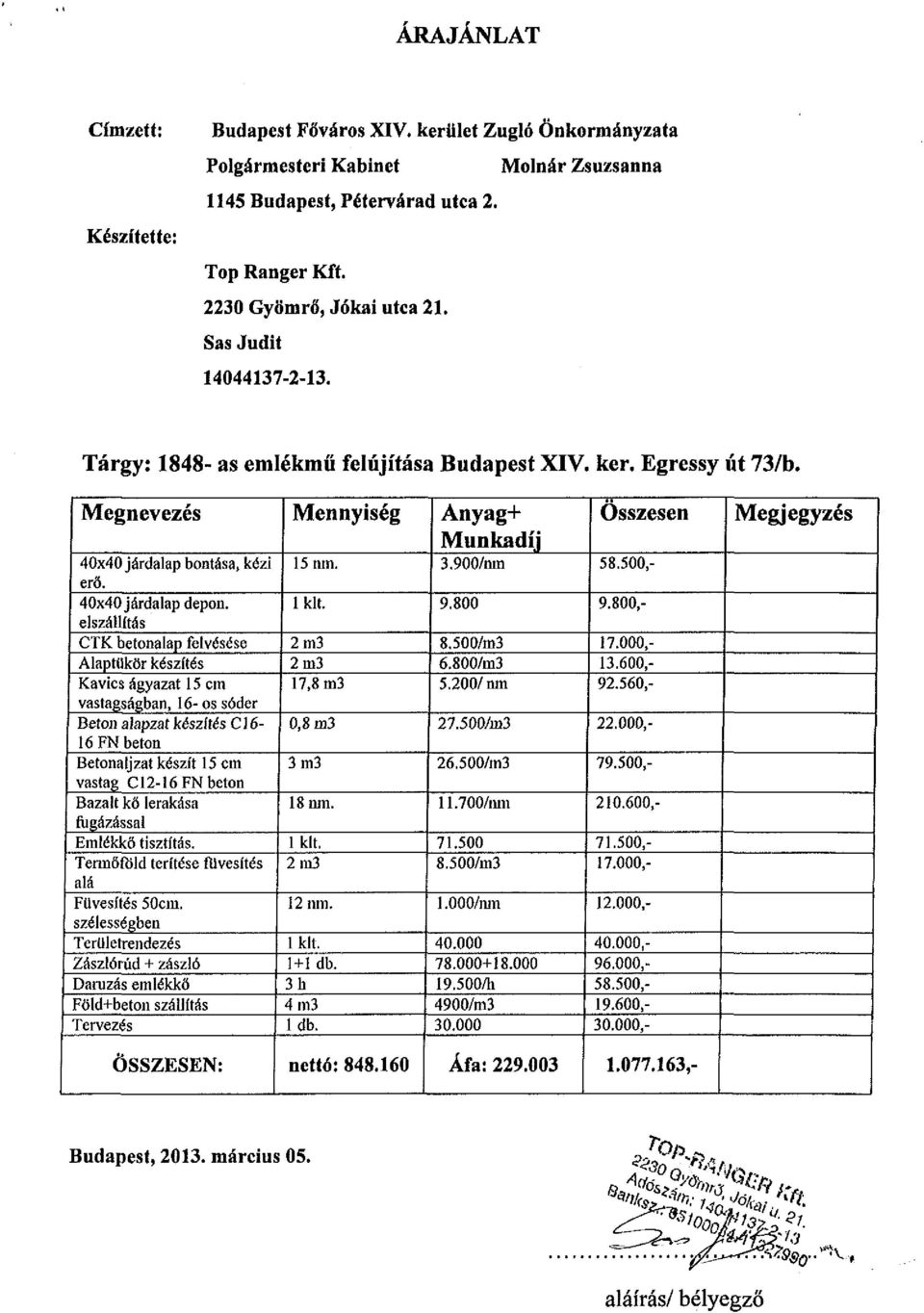 elszállítás CTK betonalap felvésése Alaptükör készítés Kavicságyazat 15 cm vastagságban, 16-os sóder Beton alapzat készítés Cl 6-16 FN beton Betonaljzat készít 15 cm vastag C12-16FN beton Bazalt kő