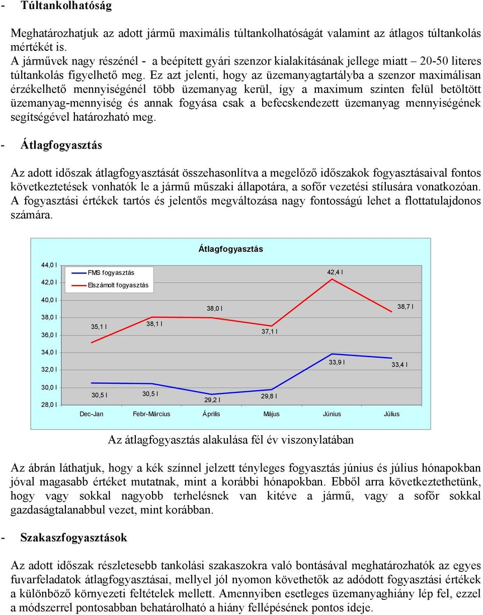 Ez azt jelenti, hogy az üzemanyagtartályba a szenzor maximálisan érzékelhető mennyiségénél több üzemanyag kerül, így a maximum szinten felül betöltött üzemanyag-mennyiség és annak fogyása csak a