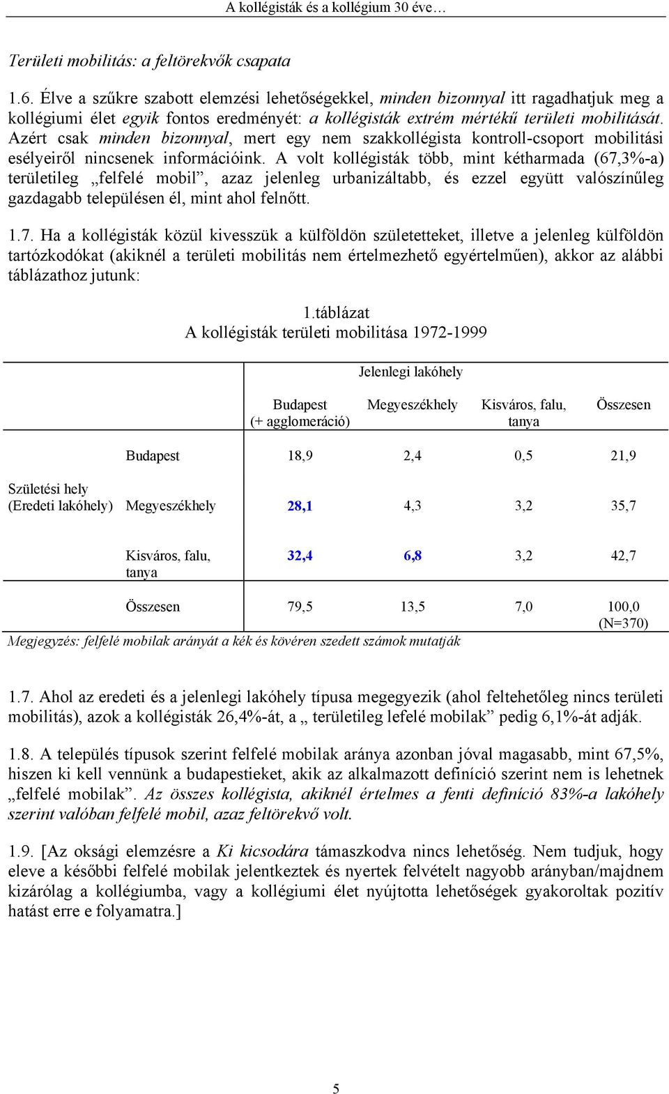 Azért csak minden bizonnyal, mert egy nem szakkollégista kontroll-csoport mobilitási esélyeiről nincsenek információink.