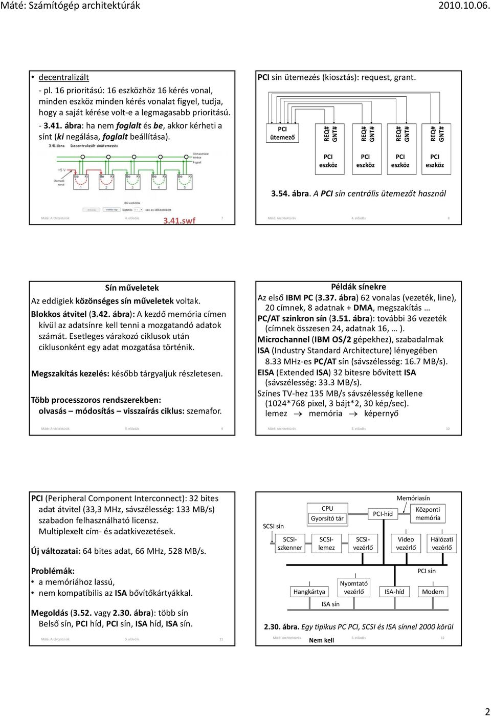 I ütemező REQ# GNT# REQ# GNT# REQ# GNT# REQ# GNT# I eszköz I eszköz I eszköz I eszköz 3.41.swf 3.41.swf Máté: rchitektúrák 4. előadás 7 3.54. ábra. I centrális ütemezőt használ Máté: rchitektúrák 4.