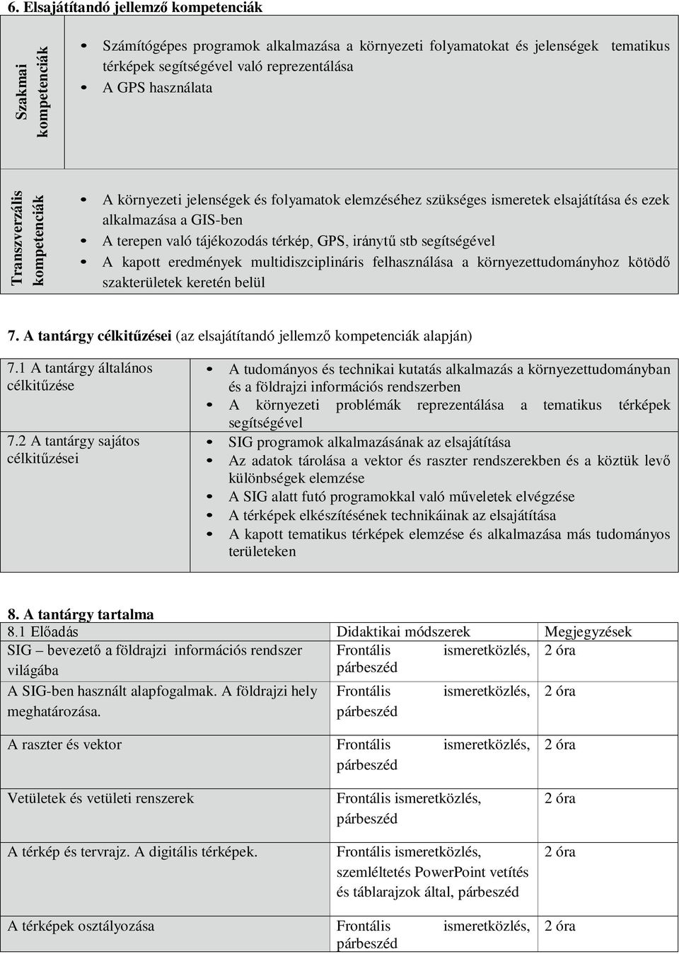 stb segítségével A kapott eredmények multidiszciplináris felhasználása a környezettudományhoz kötödő szakterületek keretén belül 7.