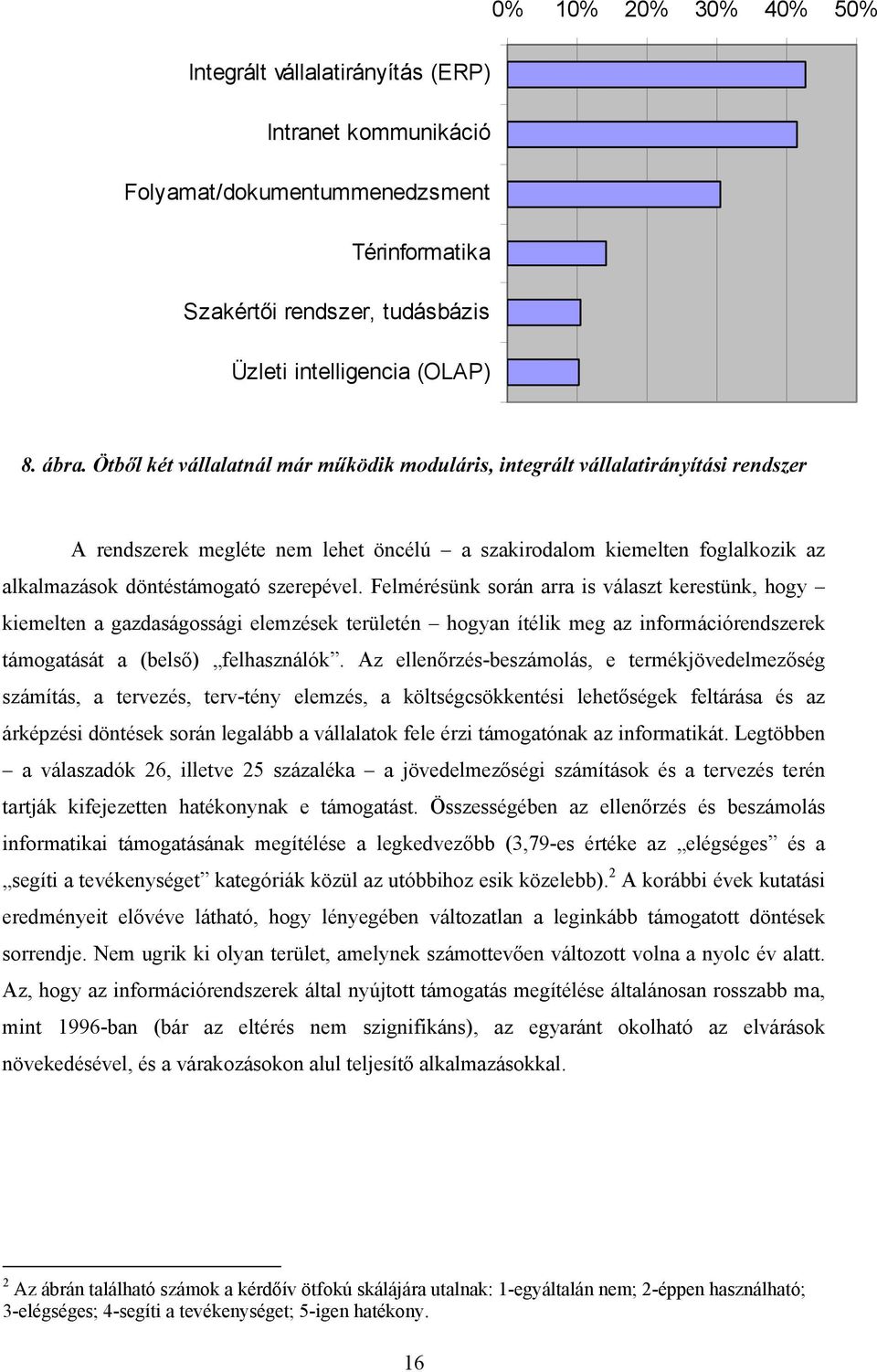 Felmérésünk során arra is választ kerestünk, hogy kiemelten a gazdaságossági elemzések területén hogyan ítélik meg az információrendszerek támogatását a (belső) felhasználók.