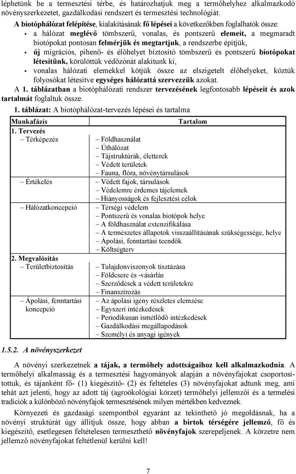 megtartjuk, a rendszerbe építjük, új migrációs, pihenő- és élőhelyet biztosító tömbszerű és pontszerű biotópokat létesítünk, körülöttük védőzónát alakítunk ki, vonalas hálózati elemekkel kötjük össze