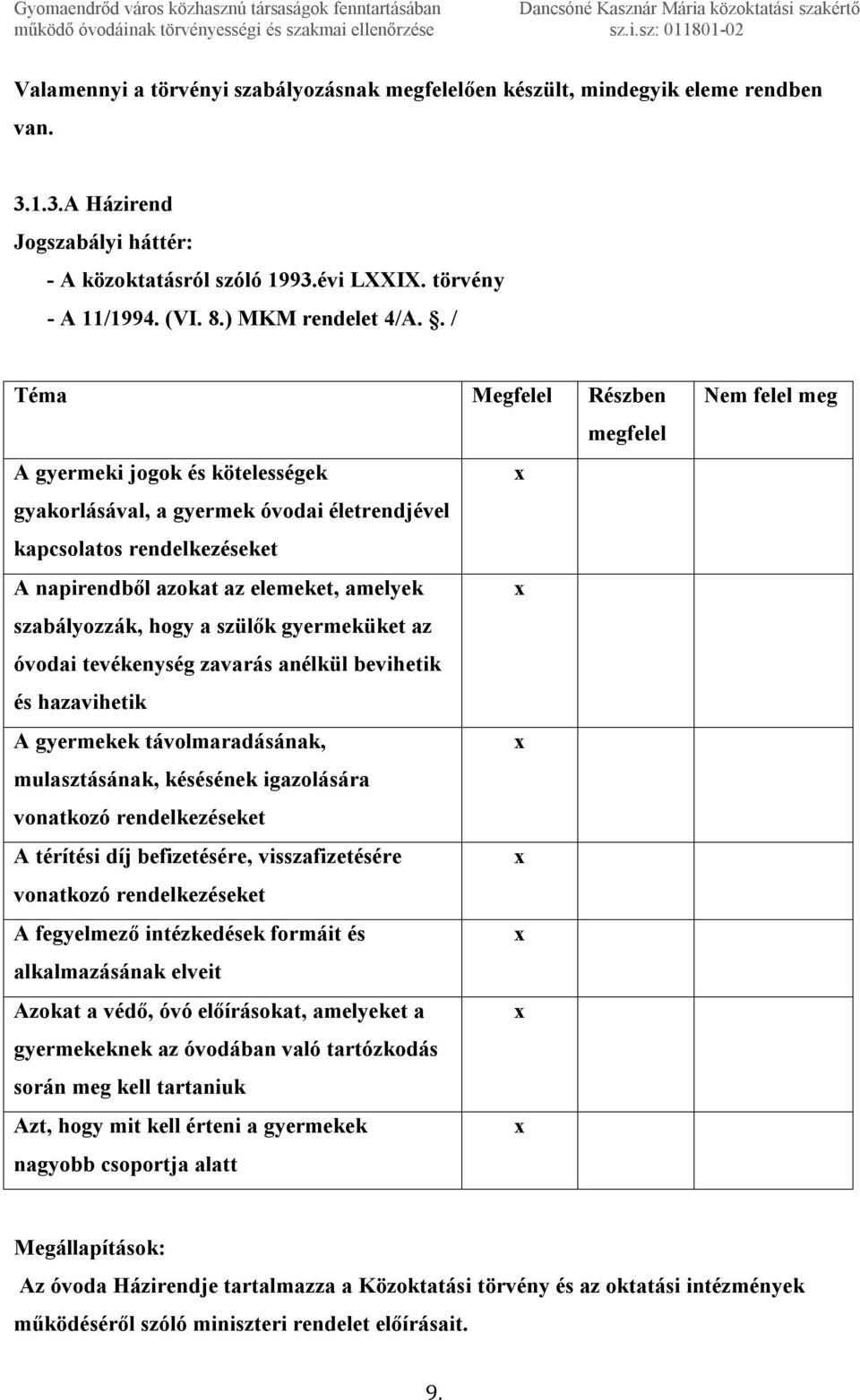 szülők gyermeküket az óvodai tevékenység zavarás anélkül bevihetik és hazavihetik A gyermekek távolmaradásának, mulasztásának, késésének igazolására vonatkozó rendelkezéseket A térítési díj