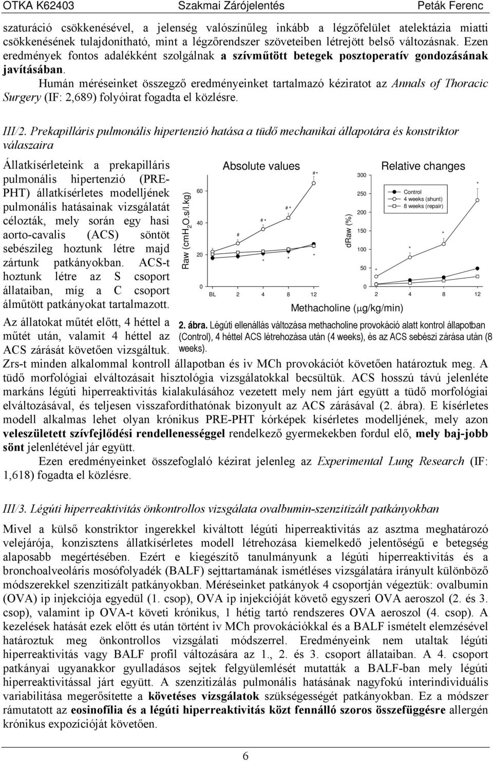 Humán méréseinket összegző eredményeinket tartalmazó kéziratot az Annals of Thoracic Surgery (IF: 2,689) folyóirat fogadta el közlésre. III/2.