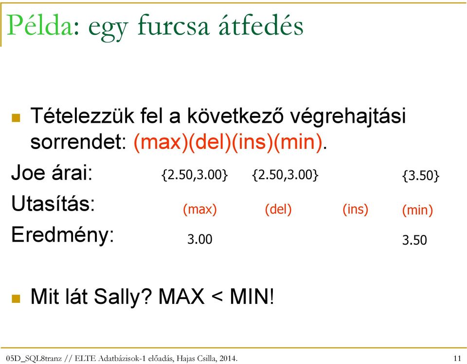 Joe árai: {2.50,3.00} {2.50,3.00} {3.