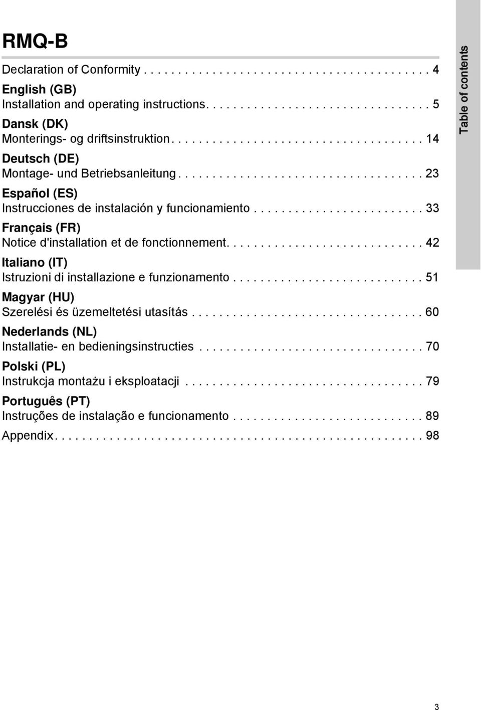 ........................ 33 Français (FR) Notice d'installation et de fonctionnement............................. 42 Italiano (IT) Istruzioni di installazione e funzionamento.