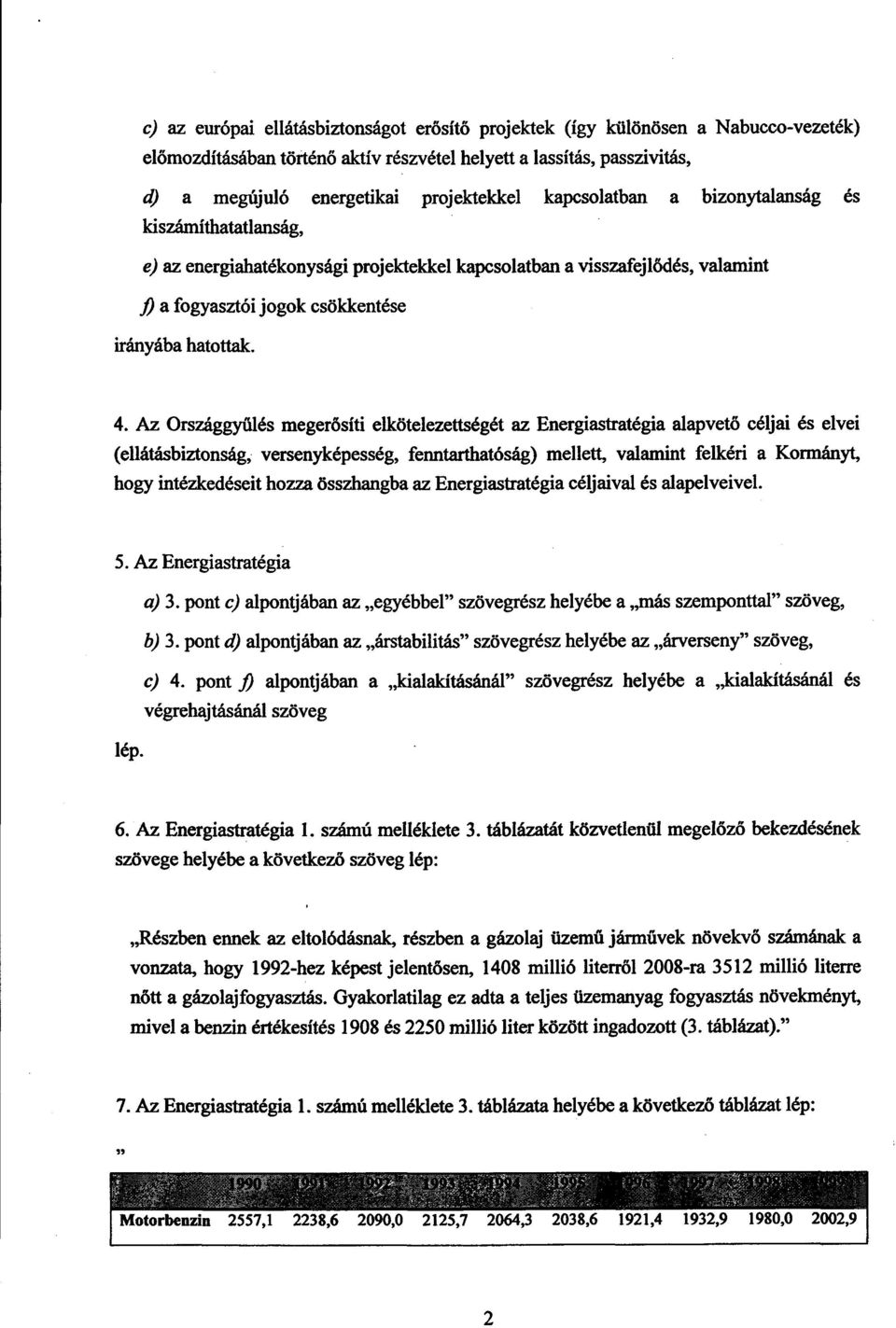 Az Országgyűlés megerősíti elkötelezettségét az Energiastratégia alapvető céljai és elvei (ellátásbiztonság, versenyképesség, fenntarthatóság) mellett, valamint felkéri a Kormányt, hogy intézkedéseit